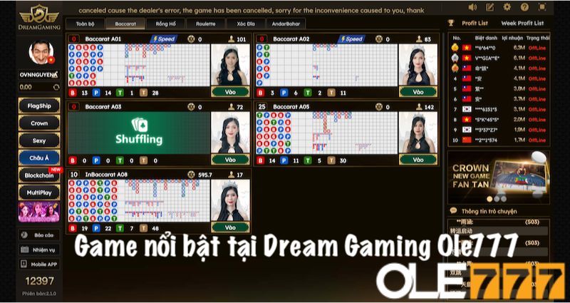 Game nổi bật tại Dream Gaming Ole777