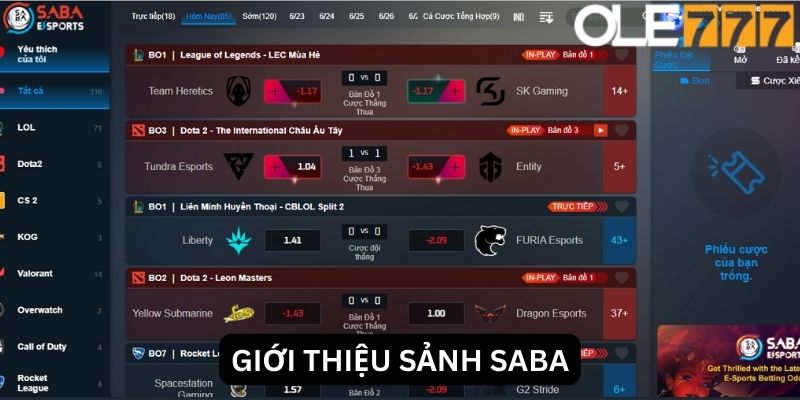 Giới thiệu sảnh SABA Ole777