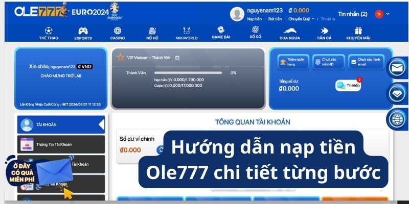 Hướng dẫn nạp tiền Ole777 chi tiết, dễ hiểu nhất